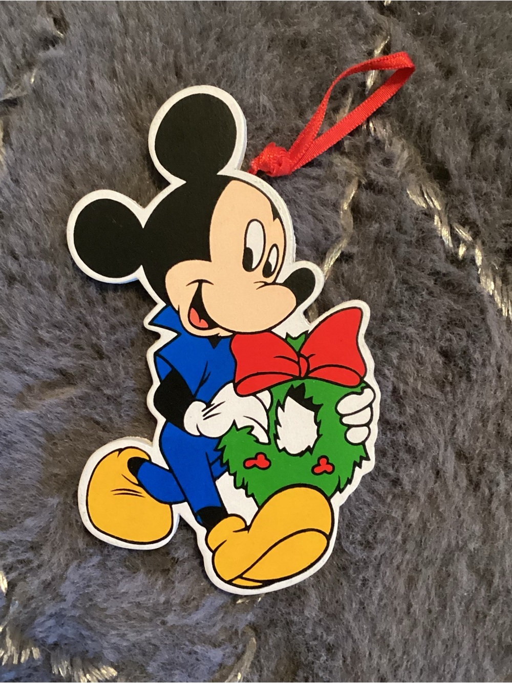 1980s Mickey Mouse Wood Ornament Vintage Disney Christmas Decor